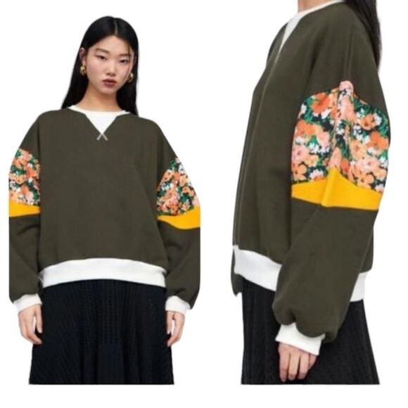 ZARA Women's Green Oversized Sweater  Sz Small - Picture 1 of 10